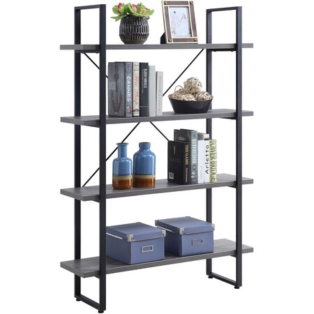 LORELL SOHO 4 Shelf Metal Frame Bookcase 29" x 11.8" x 57.5" 97620